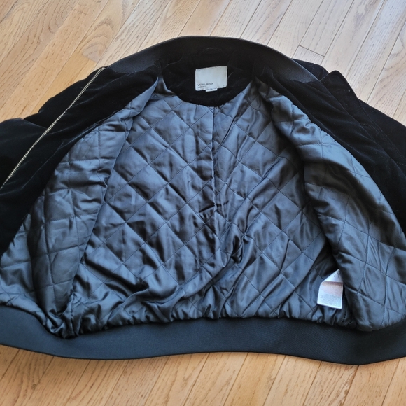 Vero Moda Velvet Bomber Jacket Black Gold Zip XL - Picture 7 of 10